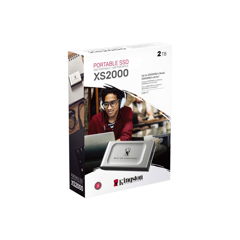 Kingston External SSD 2TB XS2000 BOC, Type-C, USB 3.2 Gen 2x2, R/W 2000/2000MB/s, IP55, 70x33x14mm, 