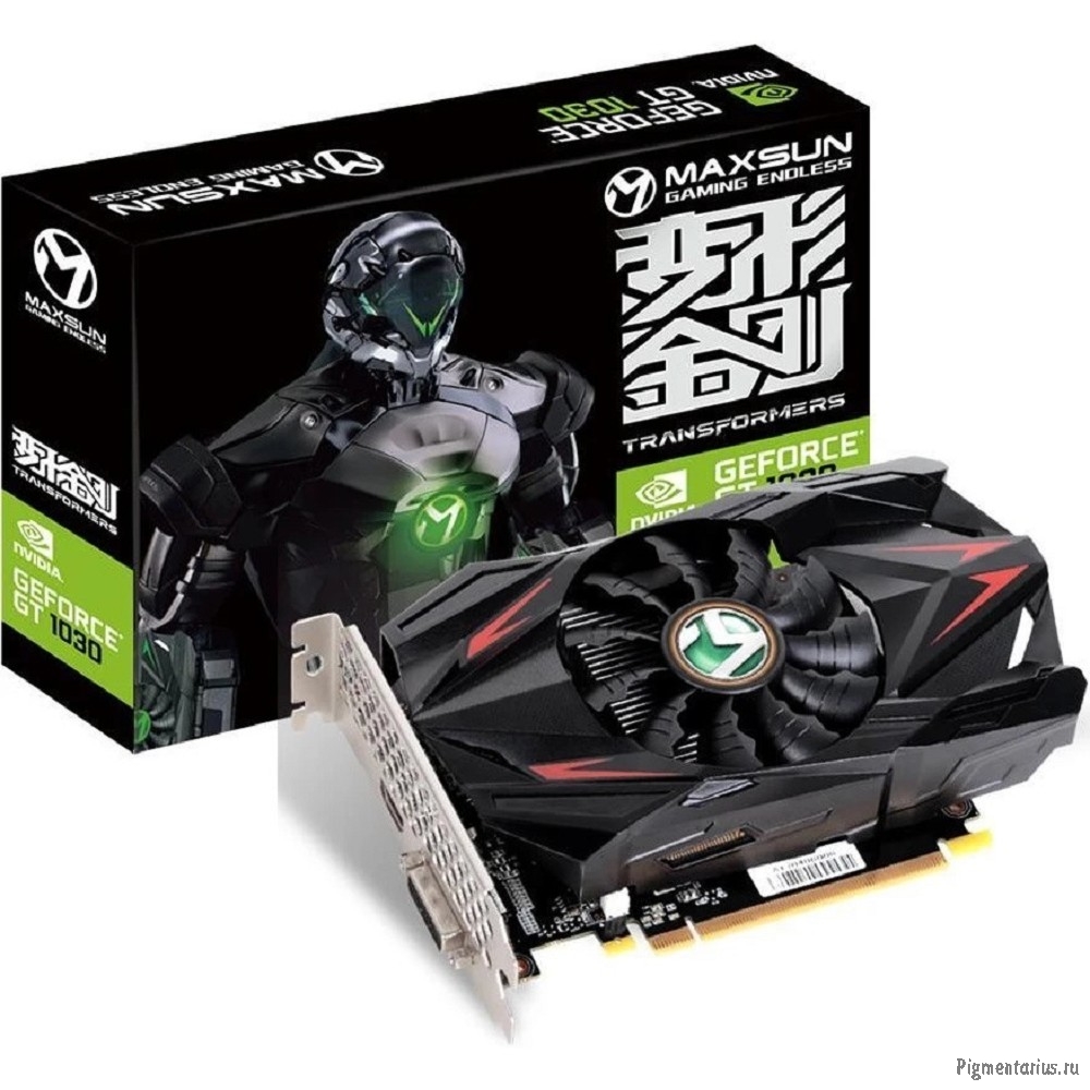 Видеокарта MAXSUN MS-GT1030 Transformer2G 2Gb GDDR5, 64bit, 1227/6000Mhz, HDMI/DVI, 30W Ret (6940709