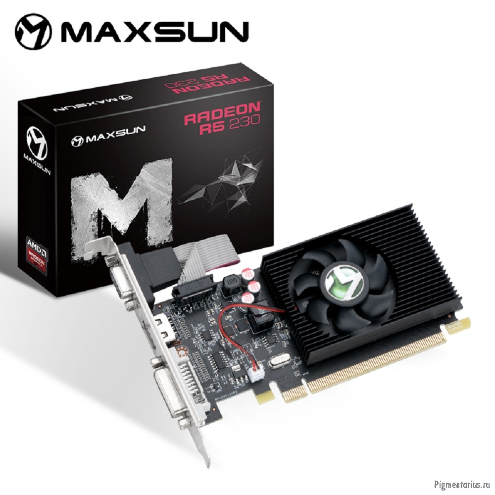 Видеокарта MAXSUN MS-R5 230 Power Hammer SI 2G M0  2Gb GDDR3, 64bit, 625/1066Mhz,  DP/HDMI/DVI, 25W 
