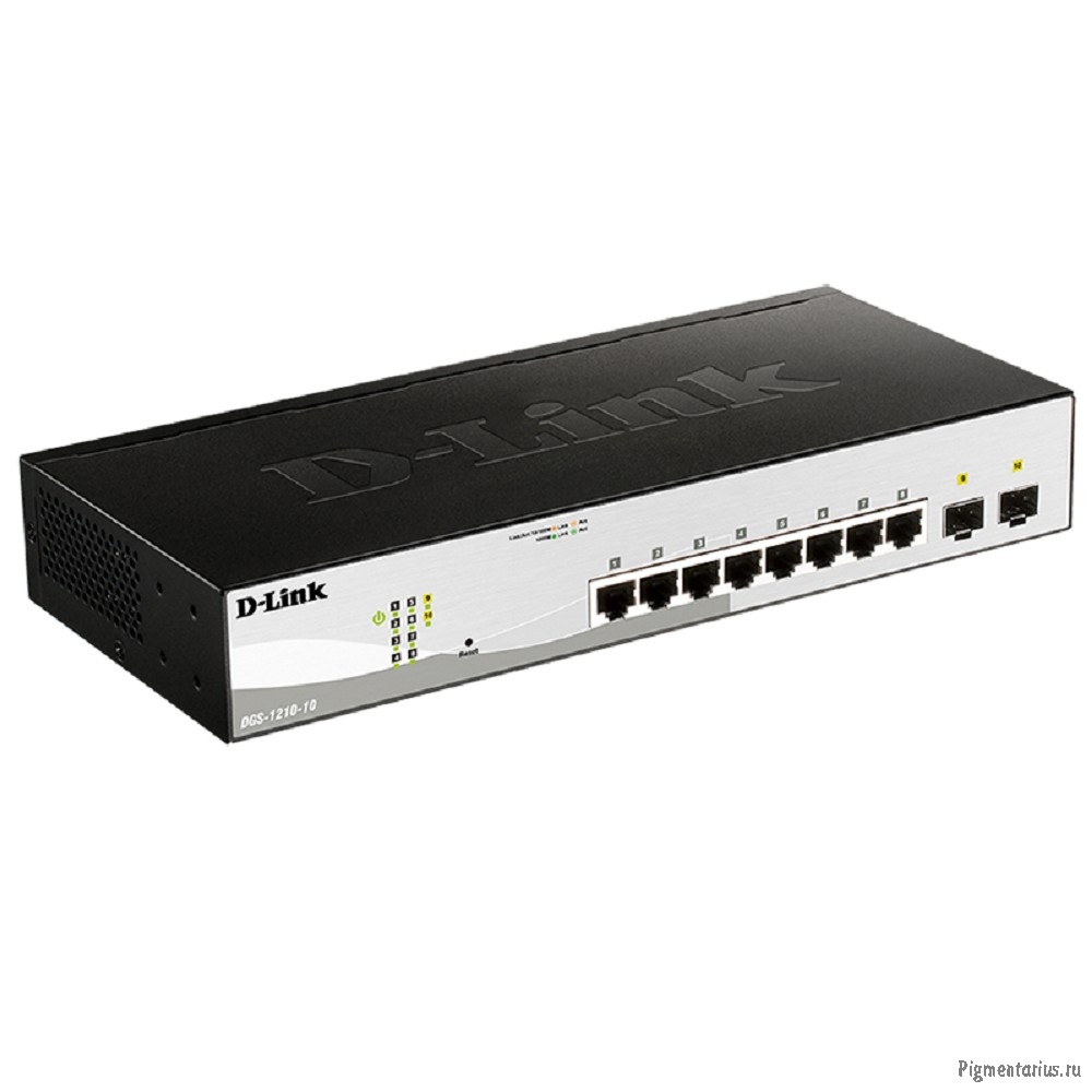D-Link DGS-1210-10/F1A Управляемый L2 коммутатор с 8 портами 10/100/1000Base-T и 2 портами 1000Base-
