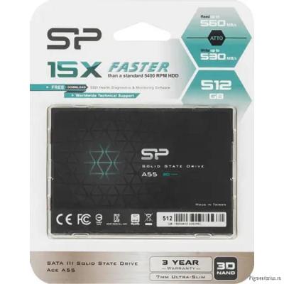 SSD накопитель Silicon Power A55 SP512GBSS3A55S25 SATA3 512Gb SSD накопитель Silicon Power A55 SP512GBSS3A55S25 SATA3 512Gb