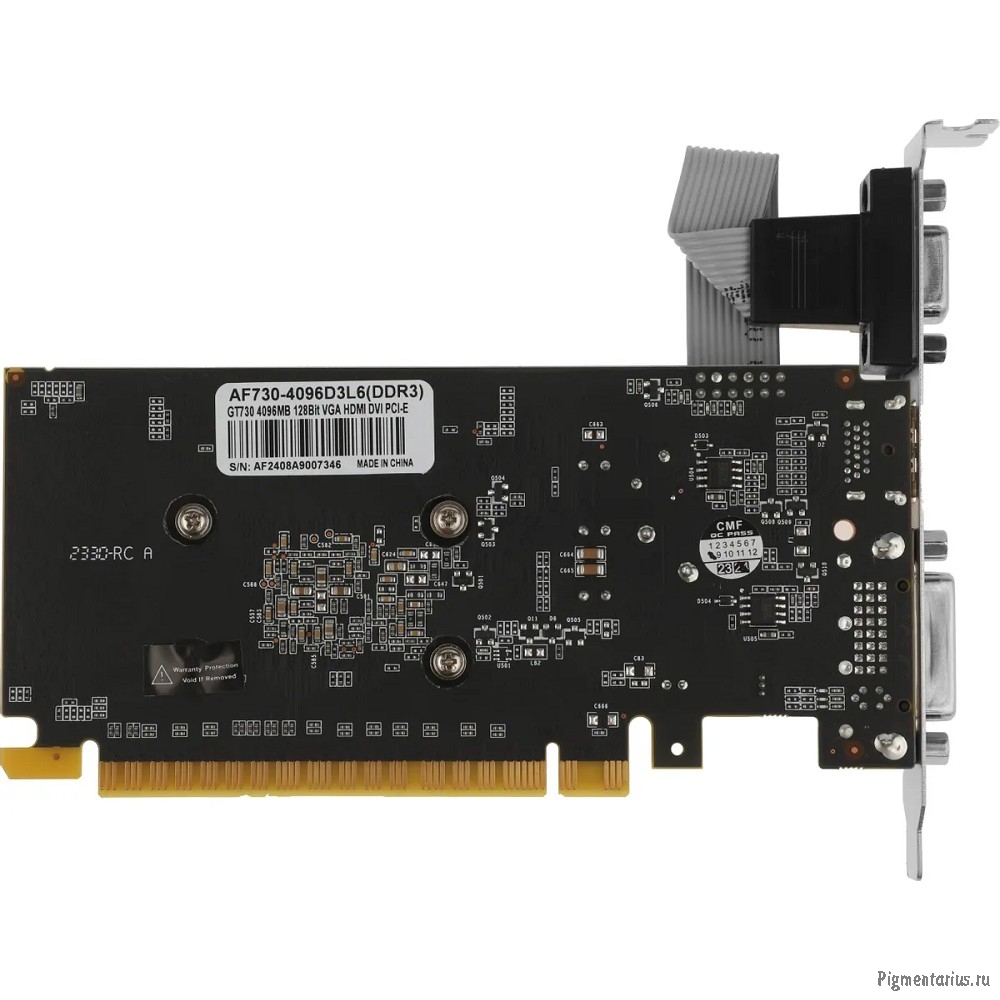Видеокарта AFOX GT730 4GB GDDR3 128bit VGA/DVI/HDMI LP (AF730-4096D3L6)  RTL