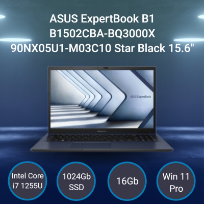 Ноутбук ASUS ExpertBook B1 B1502CBA-BQ3000X [90NX05U1-M03C10] Star Black 15.6"