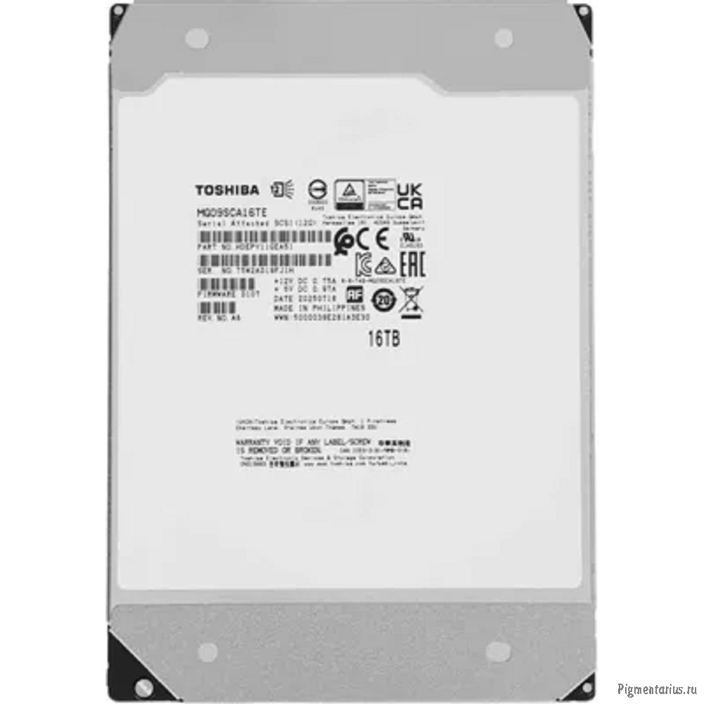 16Tb Toshiba Enterprise Capacity (MG09SCA16TE)  SAS  3.5" Server 7200 12Gbit/s 512Mb 1 year warranty