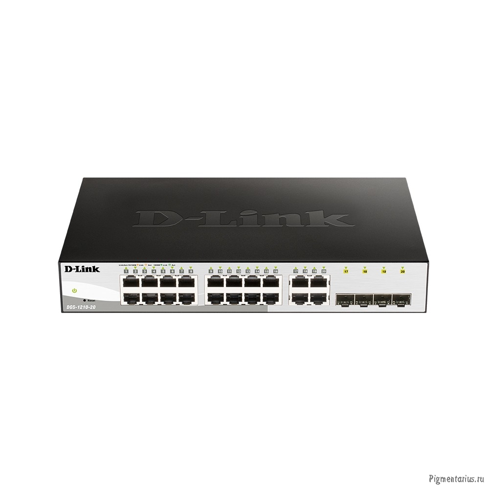D-Link DGS-1210-20/F2A Настраиваемый L2 коммутатор с 16 портами 10/100/1000Base-T и 4 комбо-портами 