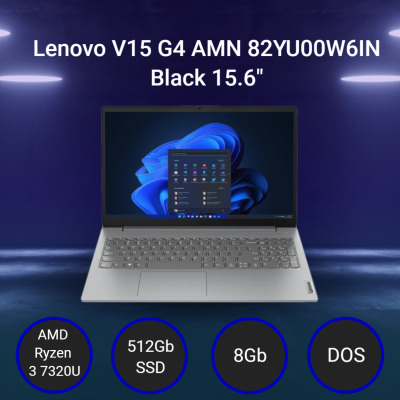 Ноутбук Lenovo V15 G4 AMN [82YU00W6IN] Black 15.6"