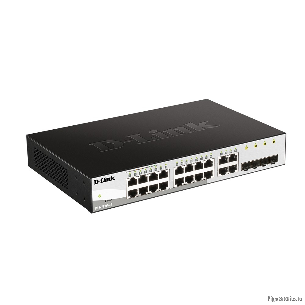 D-Link DGS-1210-20/F2A Настраиваемый L2 коммутатор с 16 портами 10/100/1000Base-T и 4 комбо-портами 
