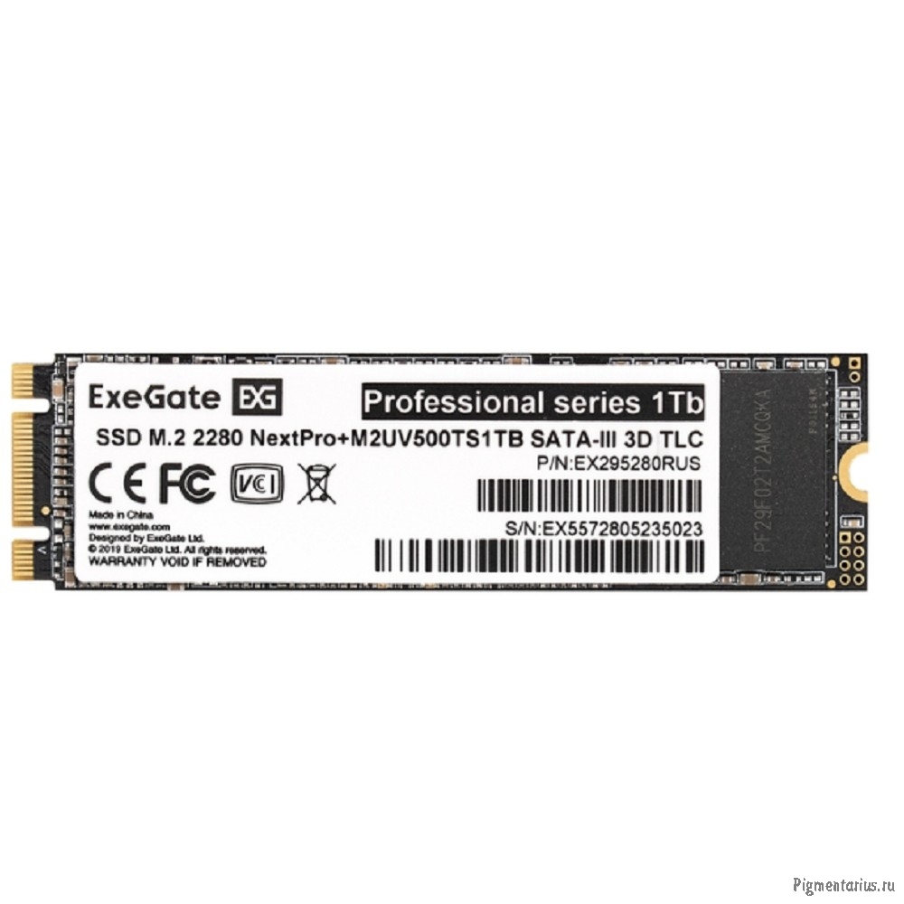 Exegate SSD M.2 2280 1Tb ExeGate NextPro+ M2UV500TS1TB (SATA-III, 22x80mm, 3D TLC) [EX295280RUS]