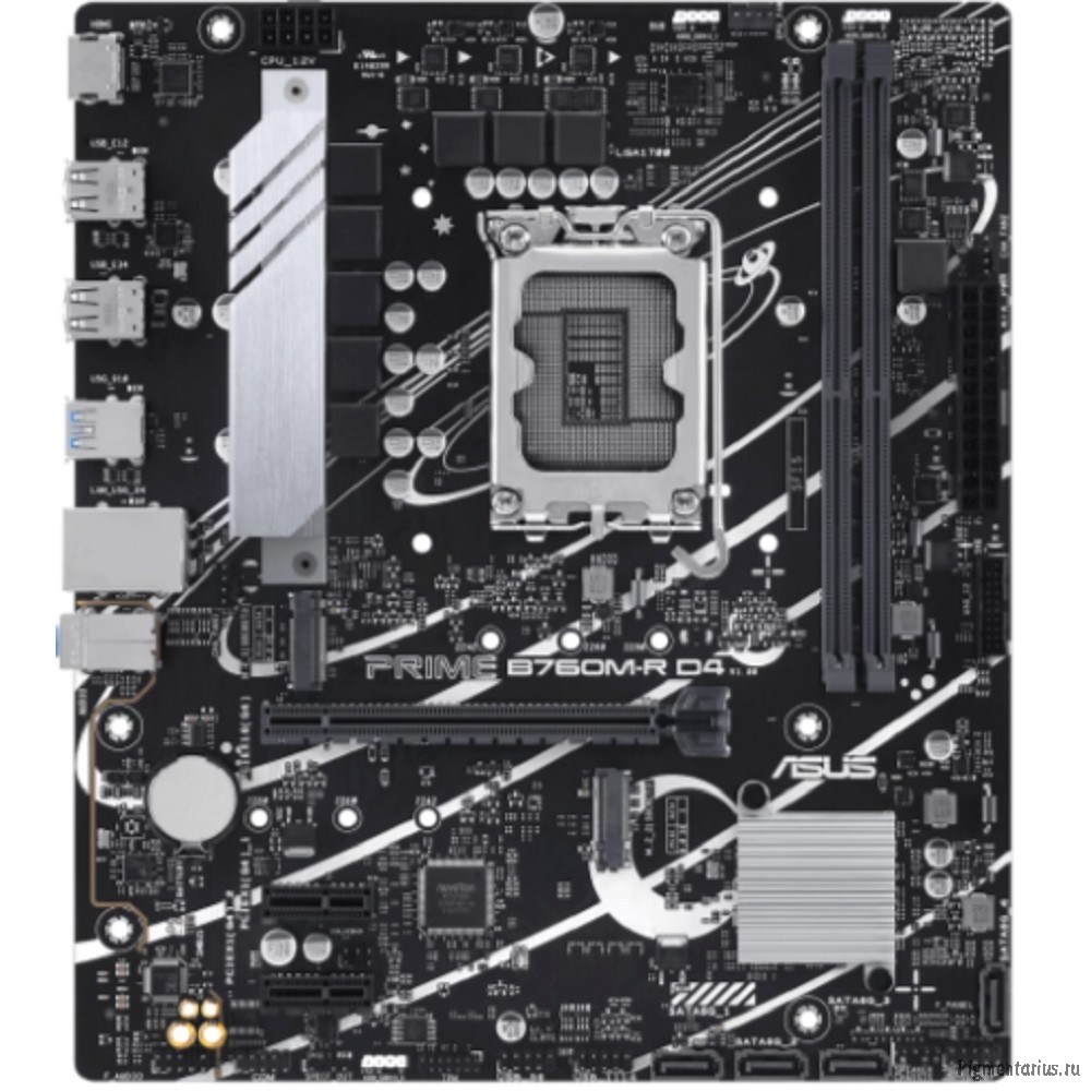ASUS PRIME B760M-R D4 (Socket 1700, mATX, 2xDDR4(64GB), HDMI 2.1, 1xPCIe 4.0x16/2xPCIe 4.0 x1 , 1xLA