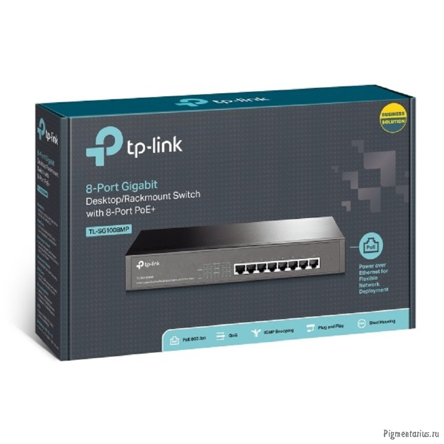 TP-Link TL-SG1008MP Коммутатор с 8 гигабитными портами PoE+ для размещения на столе или в стойке