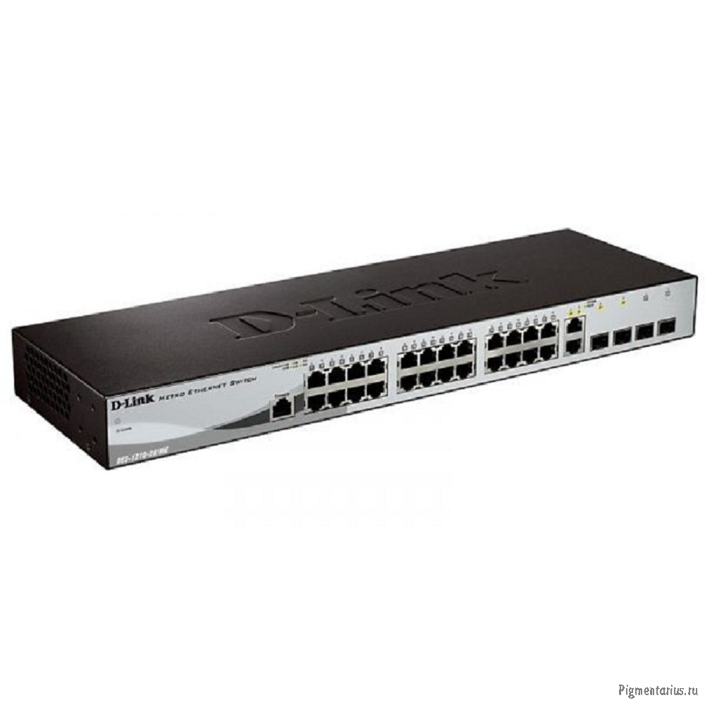 D-Link DGS-1210-28/ME/B2A Управляемый L2 коммутатор, 24x1000Base-T, 4x1000Base-X SFP, AC 220В/DC 12В