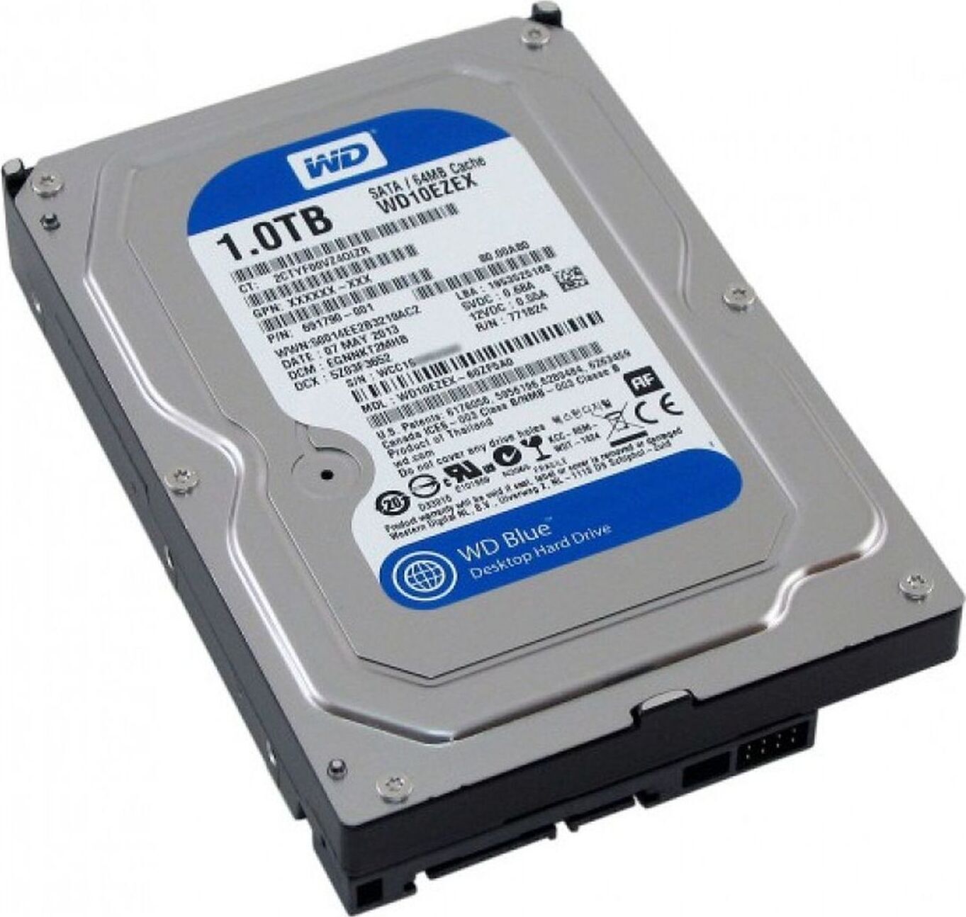 Жесткий диск WD Blue (WD10EZEX) 1TB {Serial ATA III, 7200 rpm, 64Mb buffer}