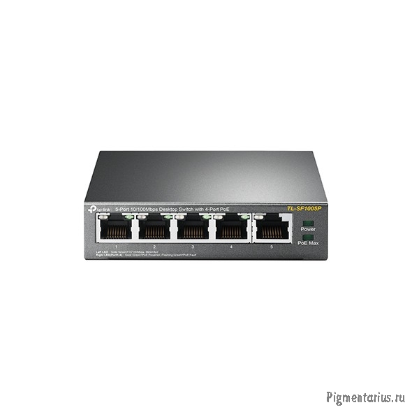TP-Link TL-SF1005P 5-портовый 10/100 Мбит/с настольный коммутатор с 4 портами PoE+ TP-Link TL-SF1005P 5-портовый 10/100 Мбит/с настольный коммутатор с 4 портами PoE+
