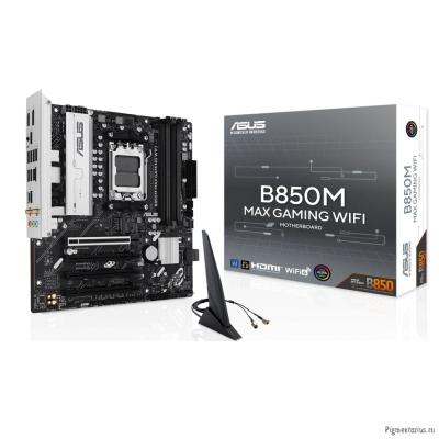 ASUS B850M MAX GAMING WIFI (Socket AM5, mATX, 4xDDR5(256GB), DP/HDMI, 1xPCIe 5.0x16/1xPCIe 4.0, 1xLA