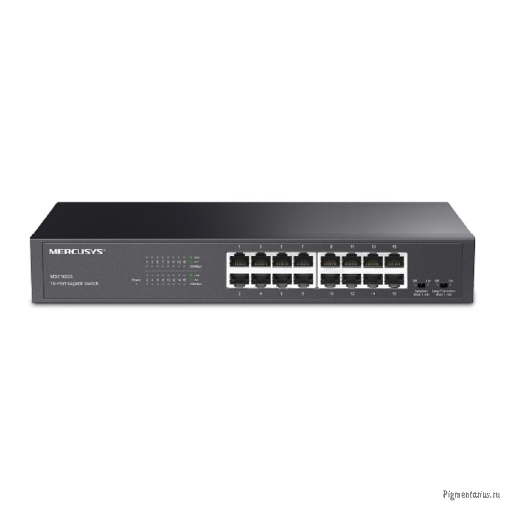 Mercusys MS116GS Коммутатор с 16 гигабитными портами для размещения на столе или в стойке