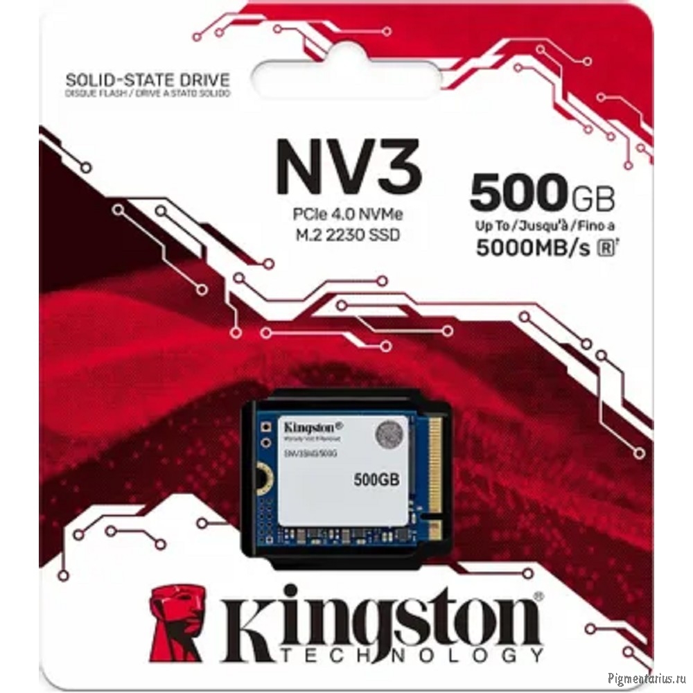 Kingston SSD NV3, 500GB, M.2(22x30mm), NVMe, PCIe 4.0 x4, 3D TLC, SNV3SM3/500G