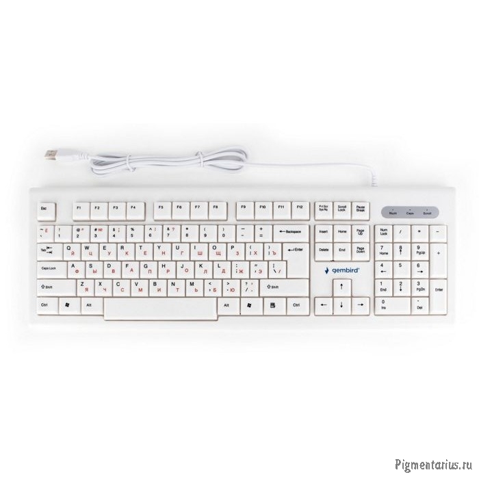 Клавиатура Gembird KB-8354U,{USB, бежевый/белый, 104 клавиши, кабель 1,45м}					