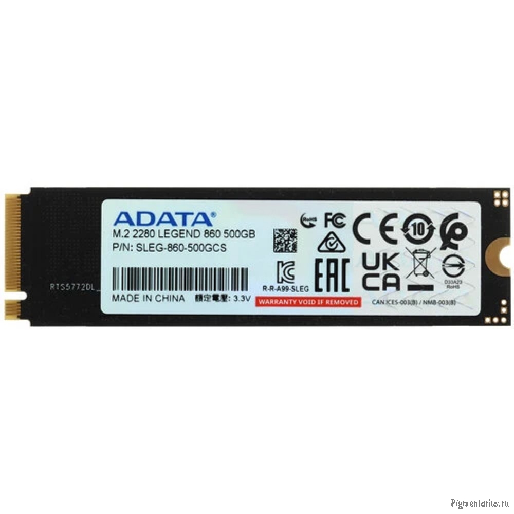 A-DATA SSD 500GB LEGEND 860 SLEG-860-500GCS PCI-E 4.0 x4, up to 5000/3000Mbs, 3D NAND, 160TBW, NVMe 