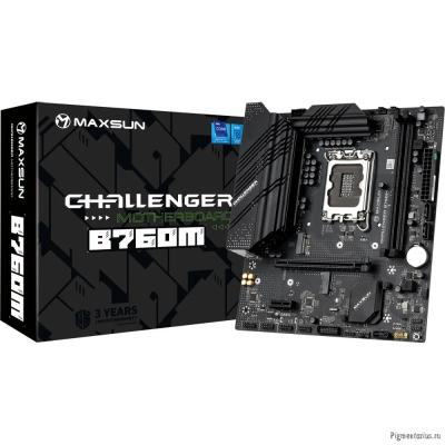 MAXSUN MS-Challenger B760M (Socket 1700, mATX, 2*DDR4, VGA/HDMI, 3*SATA3, 2*M.2, 1xPCI-E x16 /1xPCI-