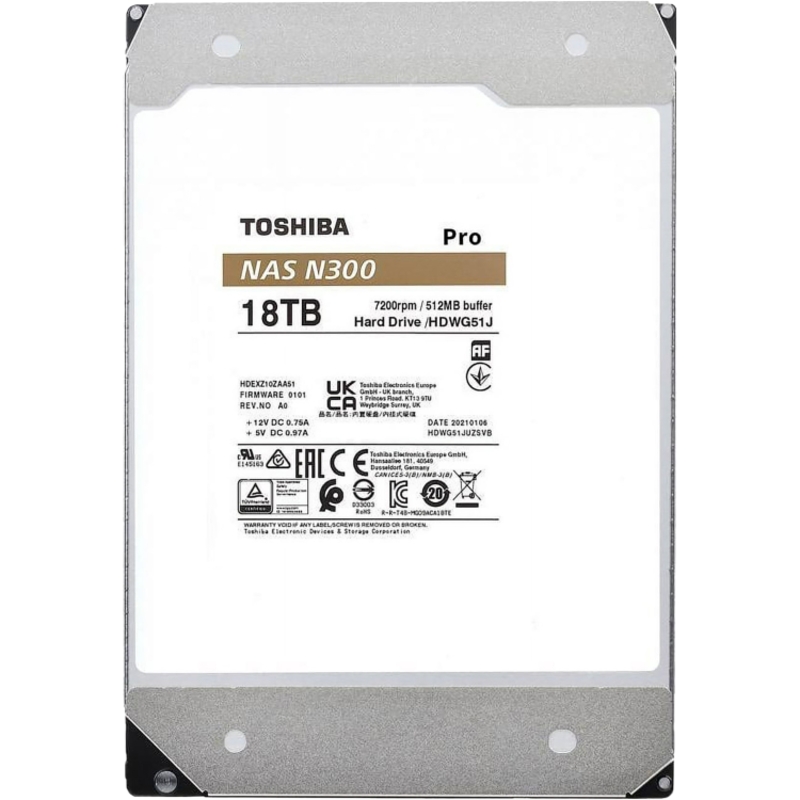 Toshiba N300 Pro NAS 18Tb (HDWG51JXZSTB)