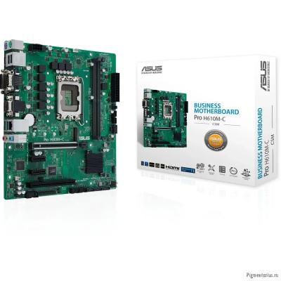 ASUS PRO H610M-C-CSM (Socket 1700, mATX, 2xDDR5(64GB), DP/DVI-D/HDMI, 1xPCIe 5.0x16/2xPCIe 3.0x1, 4x