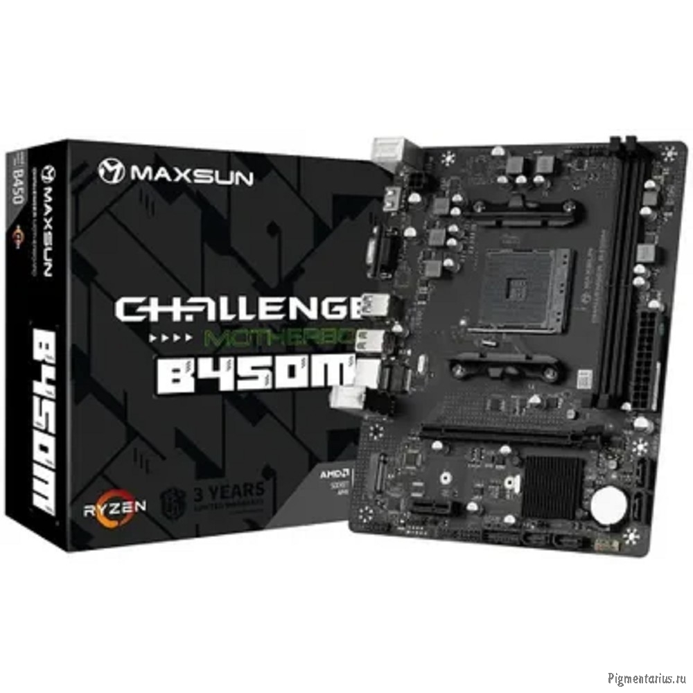MAXSUN MS-Challenger B450M (Socket  AM4, mATX, 2*DDR4, VGA/HDMI, 4*SATA3, 1*M.2, 1*PCIEx16/1*PCIEx1,