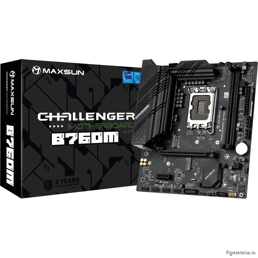 MAXSUN MS-Challenger B760M (Socket 1700, mATX, 2*DDR4, VGA/HDMI, 3*SATA3, 2*M.2, 1xPCI-E x16 /1xPCI-