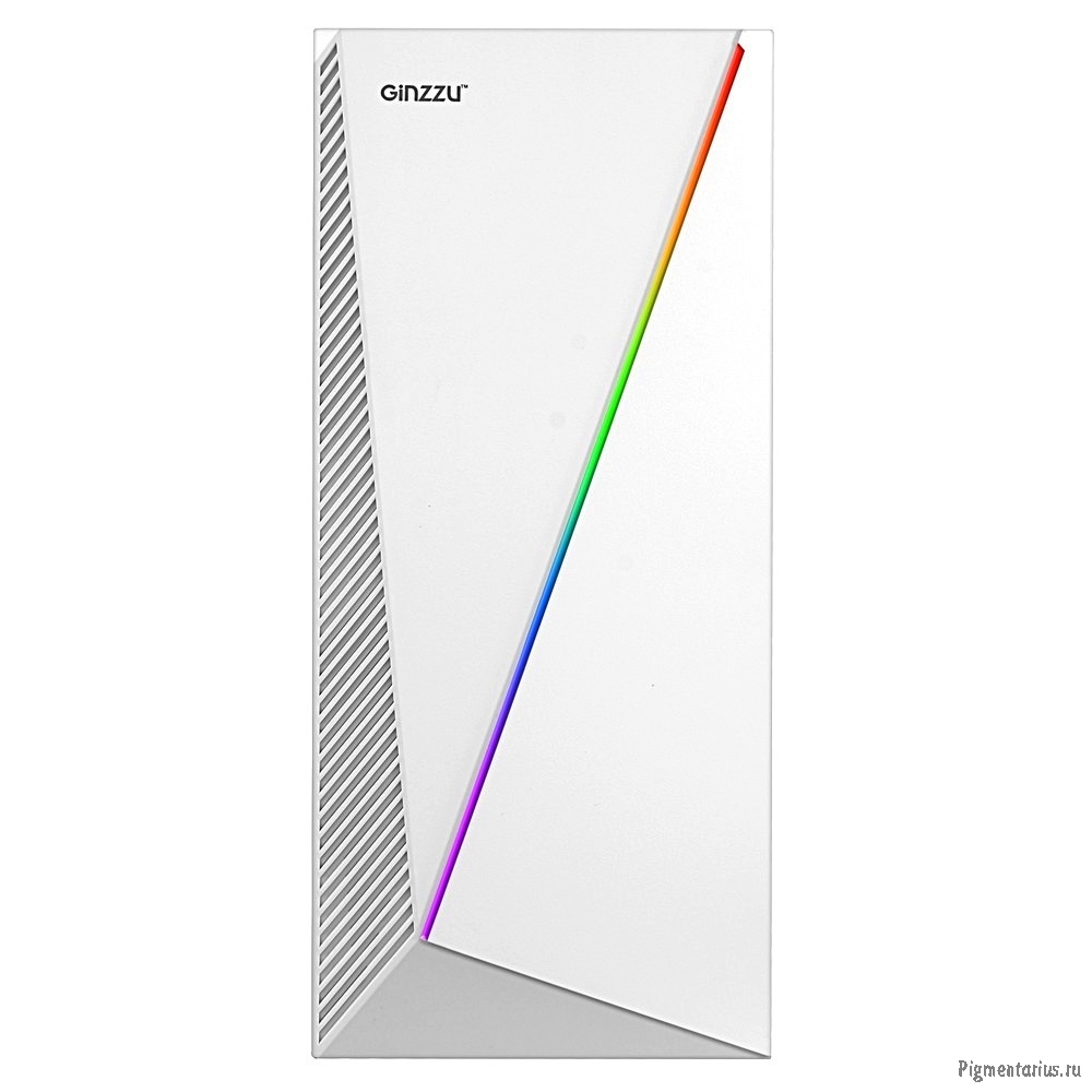Ginzzu SL220 White  FAN 12LED USB3.0 Window w/o PSU 