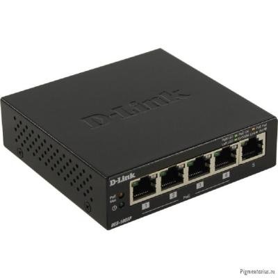 D-Link DES-1005P/B1A Неуправляемый коммутатор с 5 портами 10/100Base-TX, функцией энергосбережения и