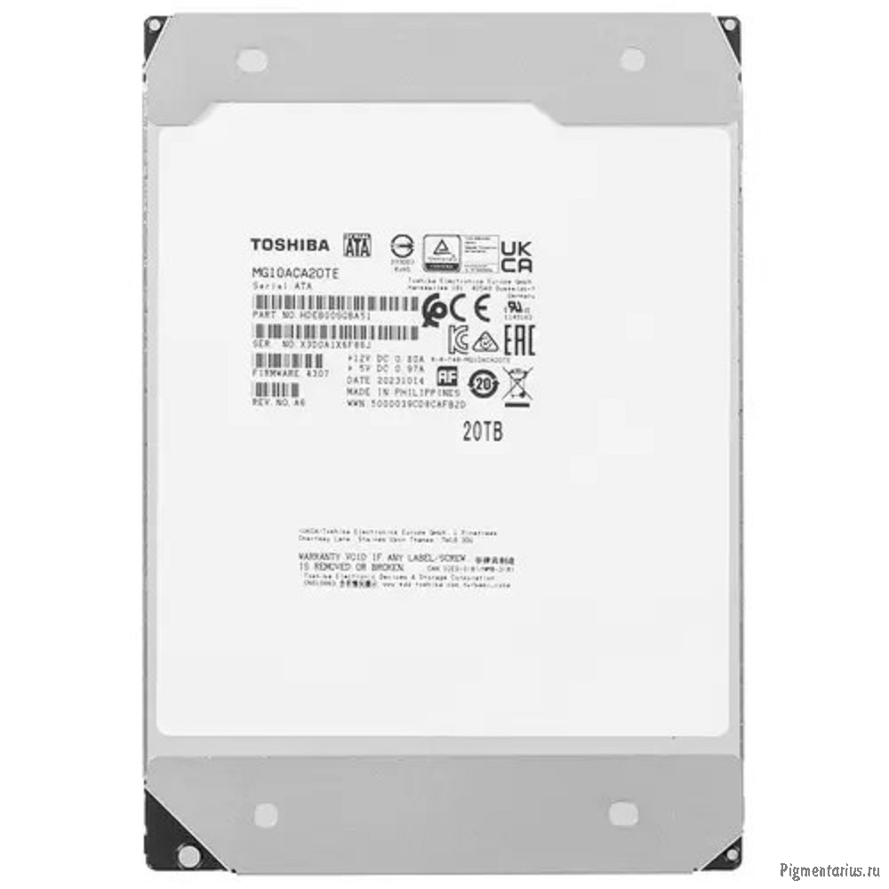 Жесткий диск Toshiba Server (MG10ACA20TE) 20TB {SATA, 7200 rpm, 512Mb buffer, 3.5"}