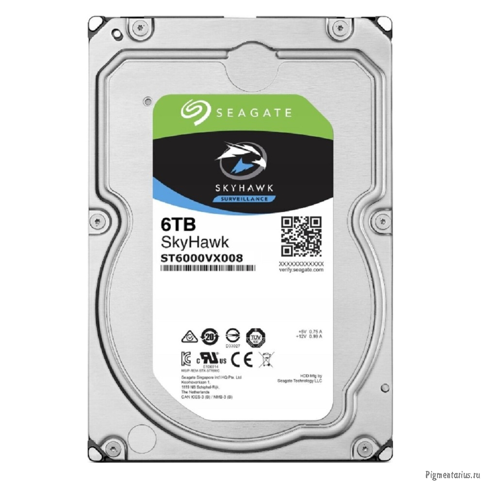 Жесткий диск Seagate SkyHawk (ST6000VX008) 6TB {SATA 6 Гбит/с, 5400 rpm, 256 mb buffer}