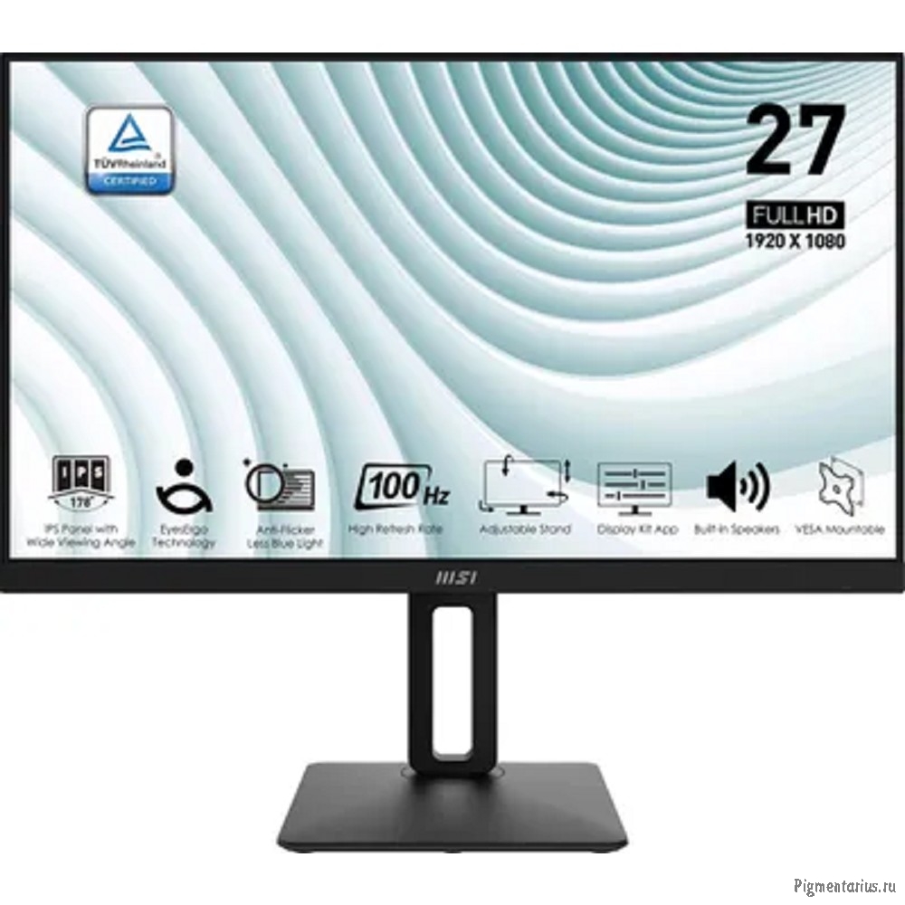 MSI PRO 27" MP271AP черный {IPS 1920x1080 100hz 1ms 178/178 300cd 1000:1 8bit(6bit+FRC) D-Sub HDMI1.