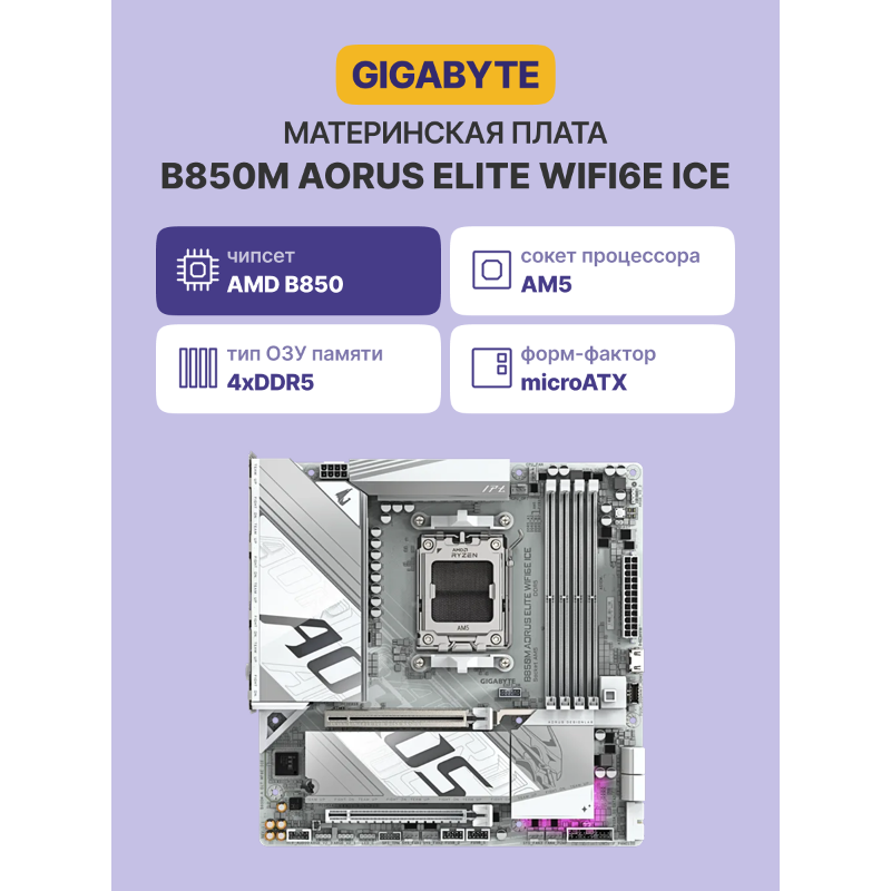 Материнская плата Gigabyte B850M A ELT WF6E ICE