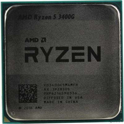 CPU AMD Ryzen 5 3400G OEM (YD3400C5M4MFH) {3.7GHz up to 4.2GHz/4x512Kb+4Mb, 4C/8T, Picasso, 12nm, 65