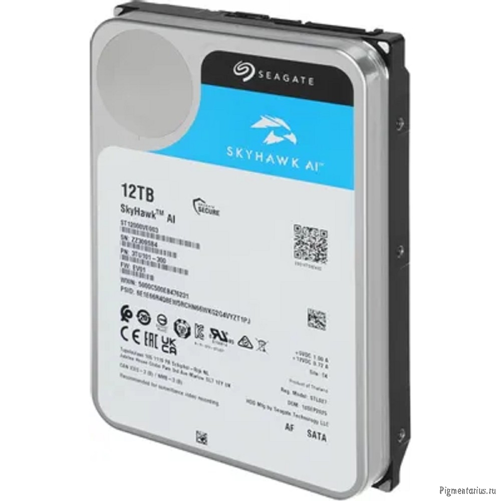 12TB Seagate SkyHawkAl (ST12000VE003) {SATA 6 Гбит/с, 7200 rpm, 256 mb buffer, для видеонаблюдения}