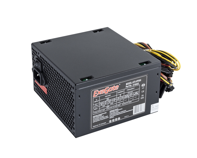 Exegate EX219463RUS-S Блок питания XP500, ATX, SC, black, 12cm fan, 24p+4p, 6/8p PCI-E, 3*SATA, 2*ID