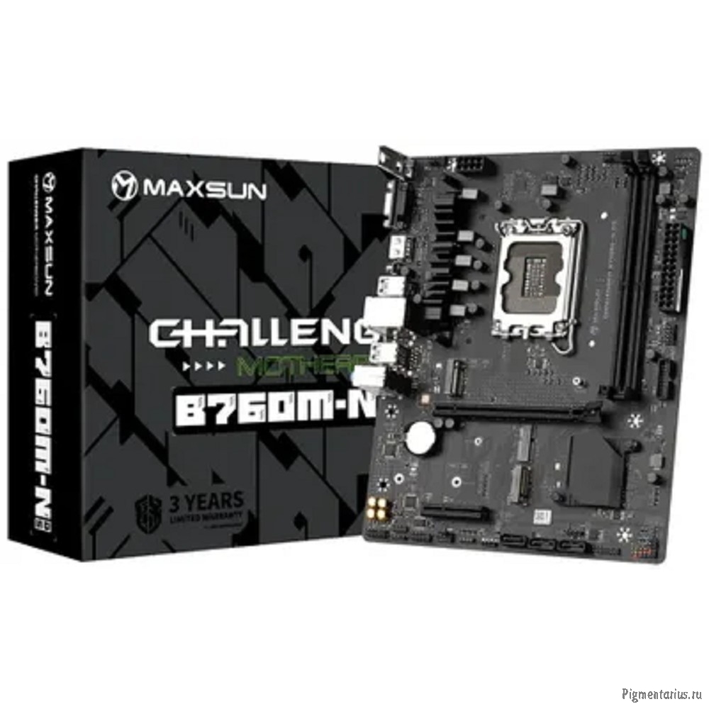 MAXSUN MS-Challenger B760M-N D5 V2 (Socket 1700, mATX, 2*DDR5, VGA/HDMI, 3*SATA3, 2*M.2, 1xPCI-E x16