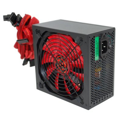 Ginzzu PC600 14CM(Red) 80+ black,APFC,24+4p,2 PCI-E(6+2), 5*SATA, 4*IDE,оплетка, кабель питания,цвет