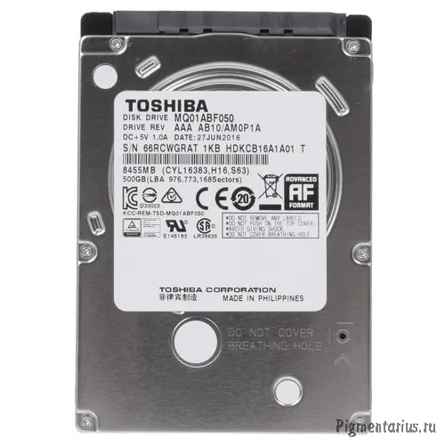 Жесткий диск Toshiba (MQ01ABF050) 500Gb {Serial ATA III, 5400 rpm, 8Mb buffer, 7mm}