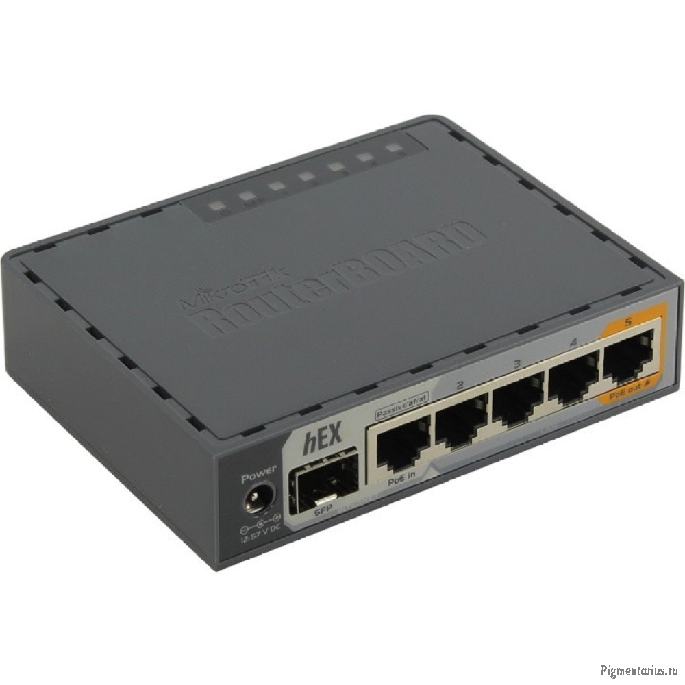 MikroTik RB760iGS Маршрутизатор 2 ядра (880 МГц), 5х 1G RJ45, SFP, USB, MicroSD, раздача PoE (HEX S)