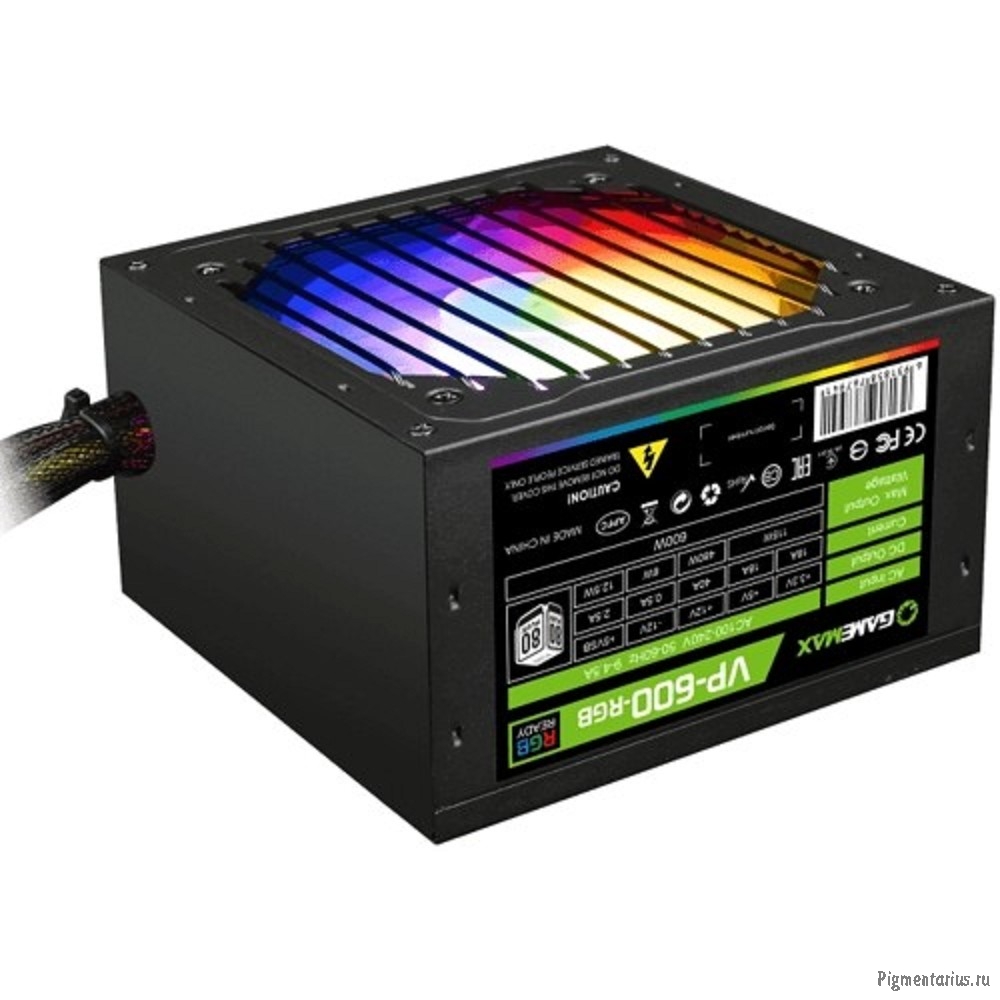 GameMax Блок питания ATX 600W VP-600-RGB 80+, Ultra quiet GameMax Блок питания ATX 600W VP-600-RGB 80+, Ultra quiet
