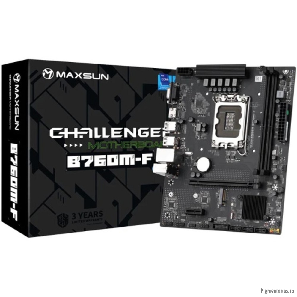 MAXSUN MS-Challenger B760M-F (Socket 1700, mATX, 2*DDR4, VGA/HDMI, 3*SATA3, 1*M.2, 1xPCI-E x16 /1xPC