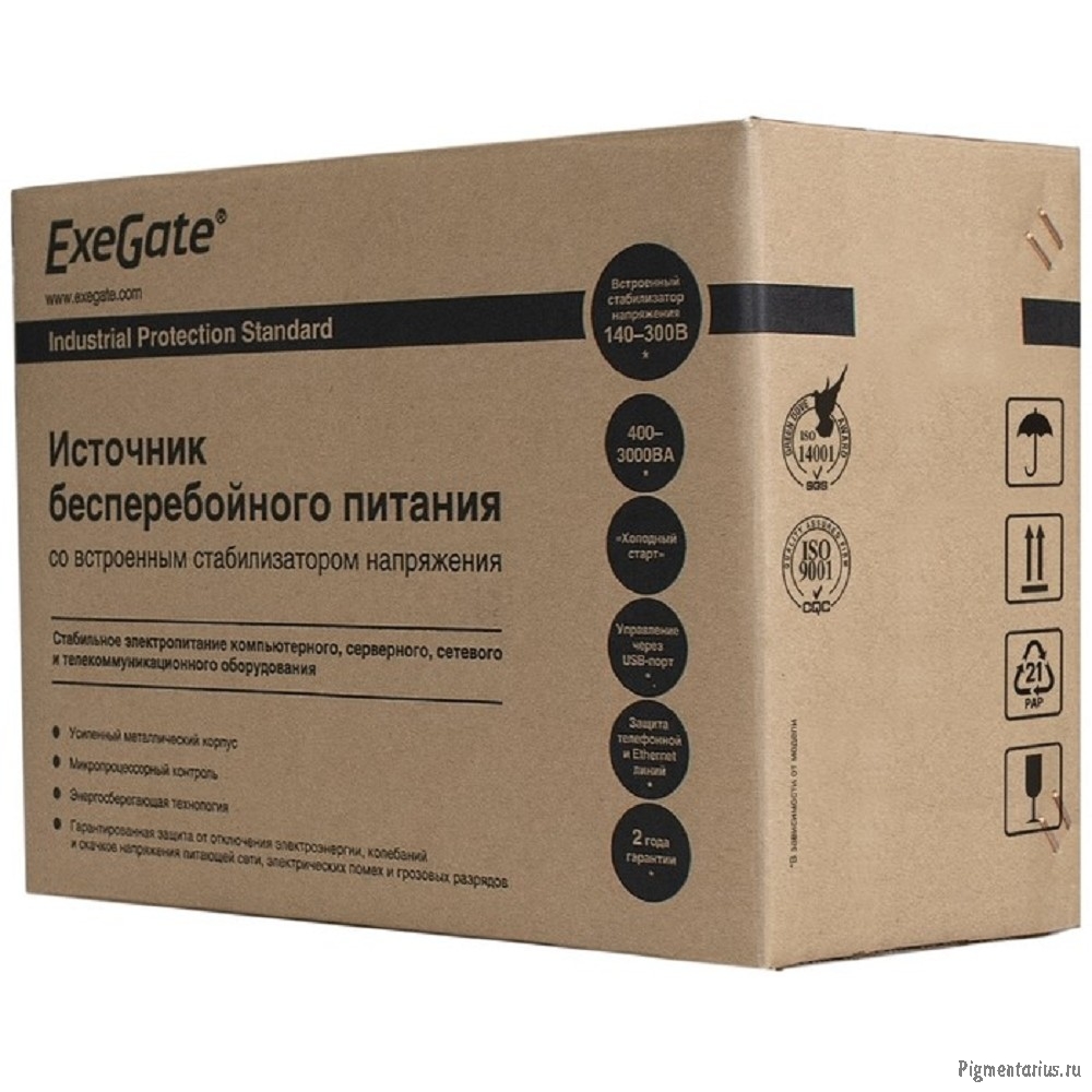 Exegate EP285519RUS ИБП ExeGate SpecialPro Smart LLB-2000.LCD.AVR.EURO.RJ.USB <2000VA/1200W, LCD, AV