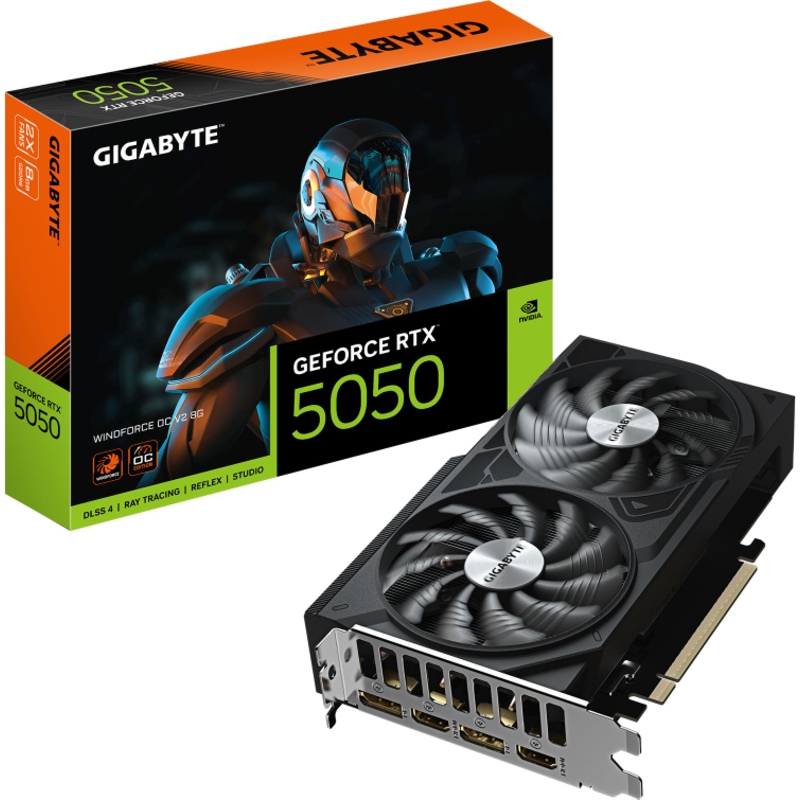 Видеокарта GIGABYTE RTX5050 WINDFORCE OC V2 8GB (GV-N5050WF2OCV2-8GD)