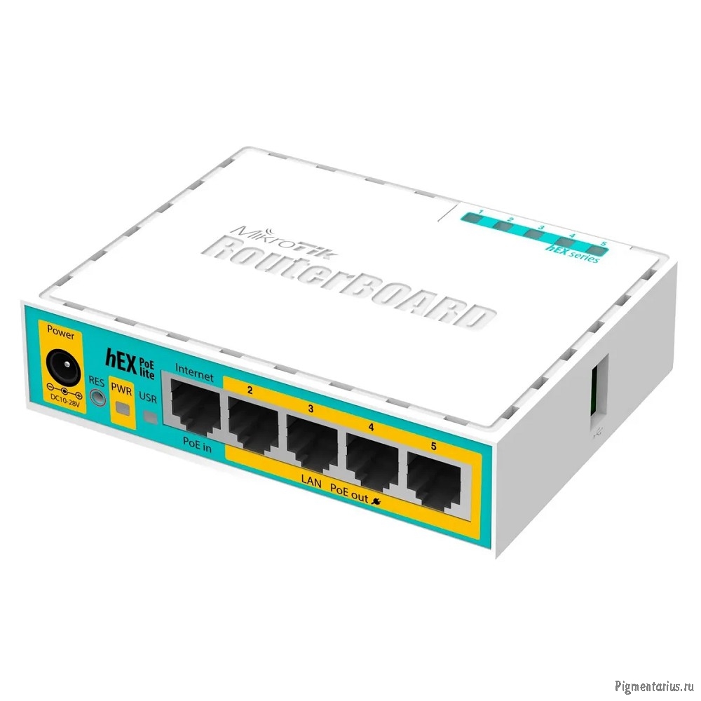 MikroTik RB750UPr2 hEX PoE lite Маршрутизатор 5-портовый 100-Мбитный  с поддержкой PoE на 4-х портах